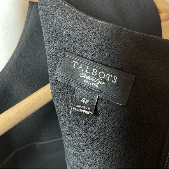 Talbots Collection Dress Sleeveless Black Sheath Ruched Hem LBD 4 Petite 4P - Picture 5 of 6